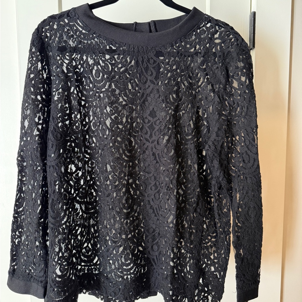 Banana Republic Black Lace Long Sleeve Blouse